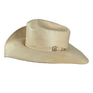 Stetson 15X straw cowboy hat western Cream tan cowgirl 7 1/4 distressed worn